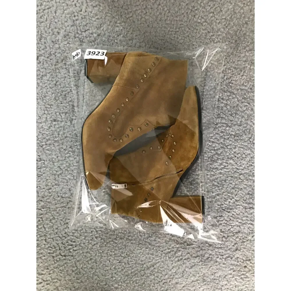 Saint Laurent Paris Boots Womens 10 Brown Suede Studded 3
